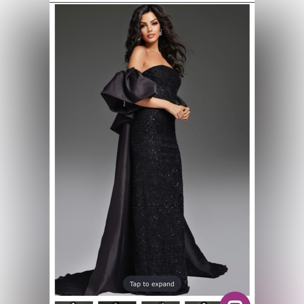 JOVANI 42137 beaded black formal dress strapless gown GORGEOUS NEW NWT